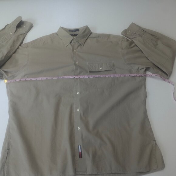 Tommy Hilfiger Size  16 1/2x34/35 Khaki Long Sleeved Button Down - Picture 7 of 16